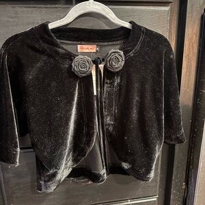 Black Velvet Shrug with Floral Accents